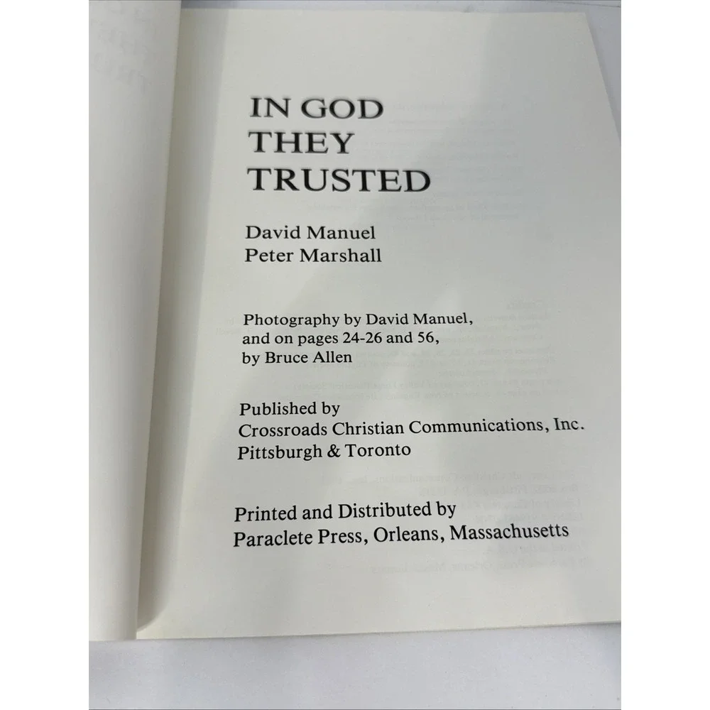 In God They Trusted David Manuel Peter Marshall History Book 1983 Vintage